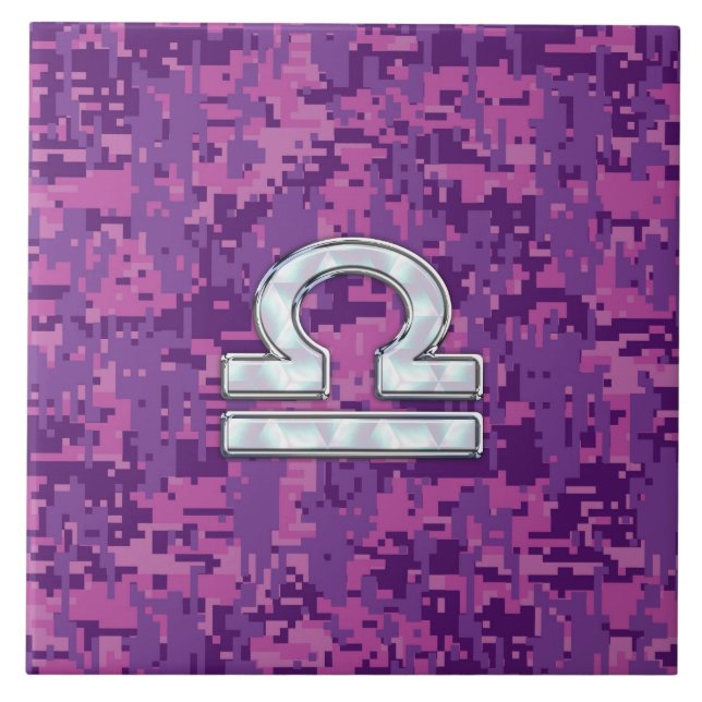 Carreau Symbole Zodiaque de la Libra moderne sur Camo numé (Devant)