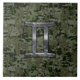 Carreau SYMBOLE Zodiaque Gemini sur Camouflage numérique v