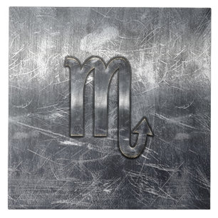 Carreau Symbole Zodiaque Scorpio Argent Style Métal Déchir