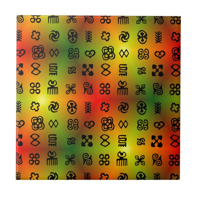 Carreau Symboles Adinkra Aux Couleurs Africaines (Devant)