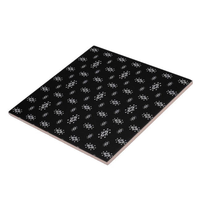 Carreau Symboles ethniques noirs et blancs Motif Motif (Côté)
