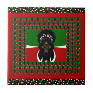Carreau Sympathique Kenyan Hearts drapeau noir rouge vert