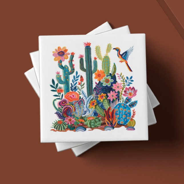 Carreau Symphonie florale en fleurs du désert (Créateur téléchargé)