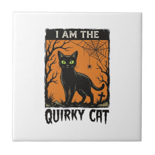 Carreau T-Shirt avec Gravure Vintage pour Halloween Chat E