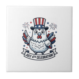 Carreau T-shirt de célébration du 4 juillet de poulet patr