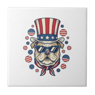 Carreau T-shirt design avec gravure vintage de bouledogue 