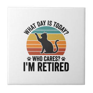 Carreau T-Shirt Dessin Citation Drôle Chat Retraité Vintag