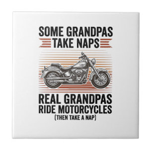 Carreau T-shirt drôle de grand-père moto gravure vintage