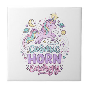 Carreau T-shirt graphique pastel mignon énergie corne cosm