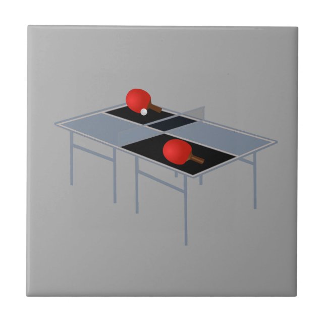 Carreau Table De Ping Pong Avec Chauves-Bateaux Et Boule, (Devant)