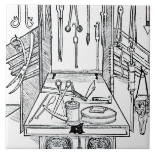Carreau Table d'opération et instruments chirurgicaux, du