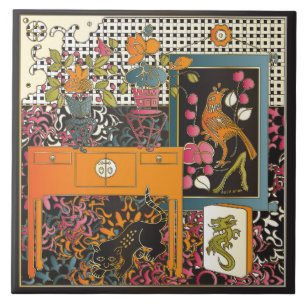 Carreau Table orange Mah Jongg