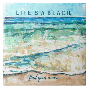 Carreau Tableau Abstrait De Plage Avec Citation