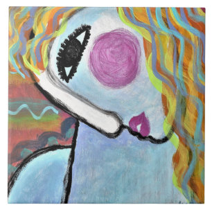Carreau Tableau Abstrait original d'une femme