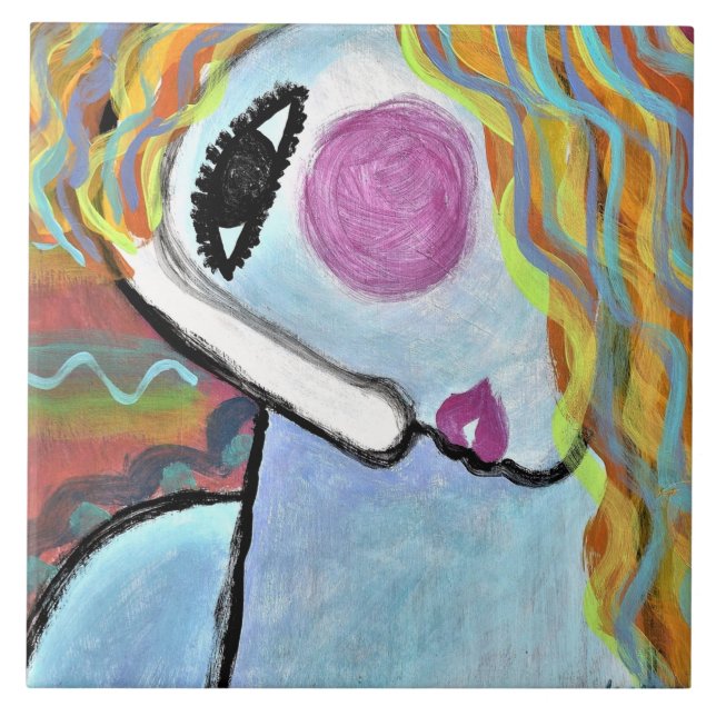 Carreau Tableau Abstrait original d'une femme (Devant)