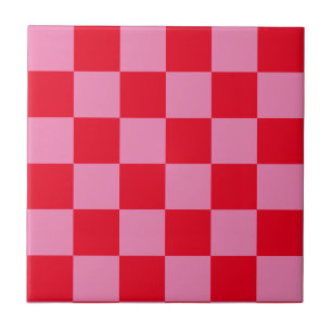 Carreau Tableau de contrôle rétro À damiers Motif rose ora