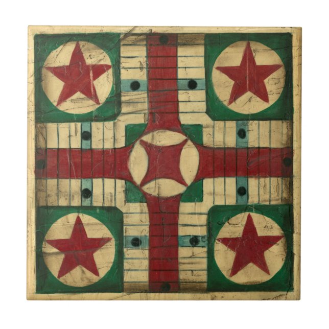 Carreau Tableau de jeu Antique Parcheesi par Ethan Harper (Devant)