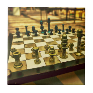 Carreau Tableau d'échecs cool avec des noeuds et des boulo