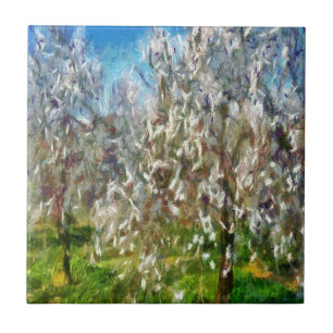 Carreau Tableau Pointillisme Pointillisme De Fleur D'Amand