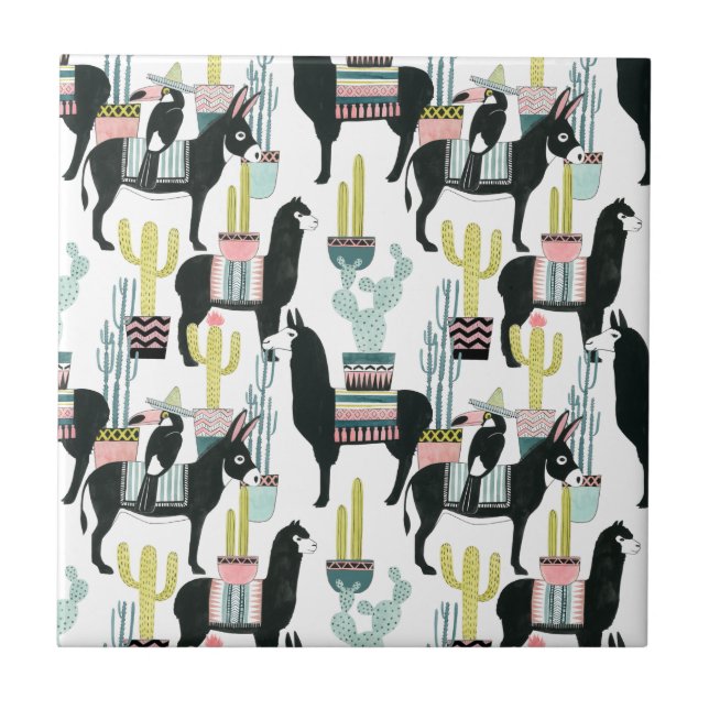 Carreau Taco à propos d'amour | Motif Llama & Donkey (Devant)