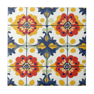 Carreau Talavera bleu bleu bleu rouge jaune mexicain espag