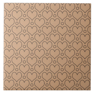 Carreau Tan et Black Love Coeurs et motif Pois