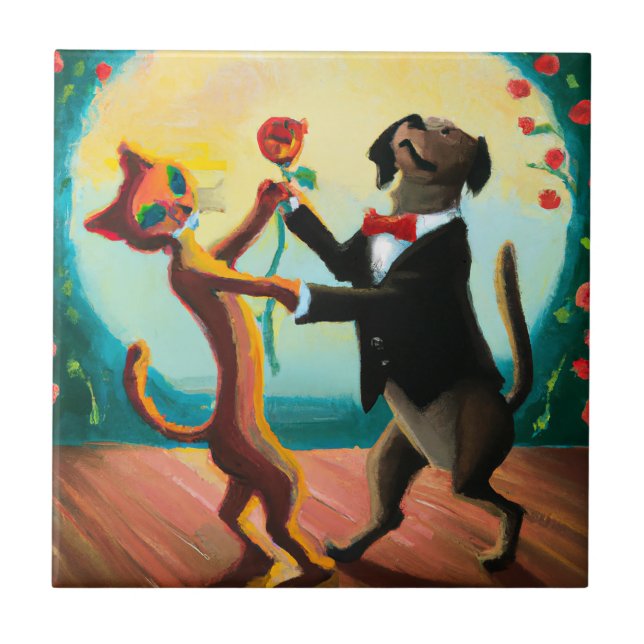 Carreau Tango de danse de chat et de chien en Dance Club,  (Devant)