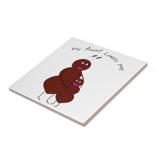 Carreau Tante et neveu fourmi de dessin animé mignon s'étr