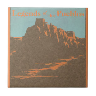 Carreau Taos Pueblos vintage du Nouveau-Mexique, Art de l'