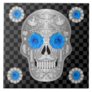 Carreau Tapis de verre Chrome Calavera (Rose Bleue) pour b