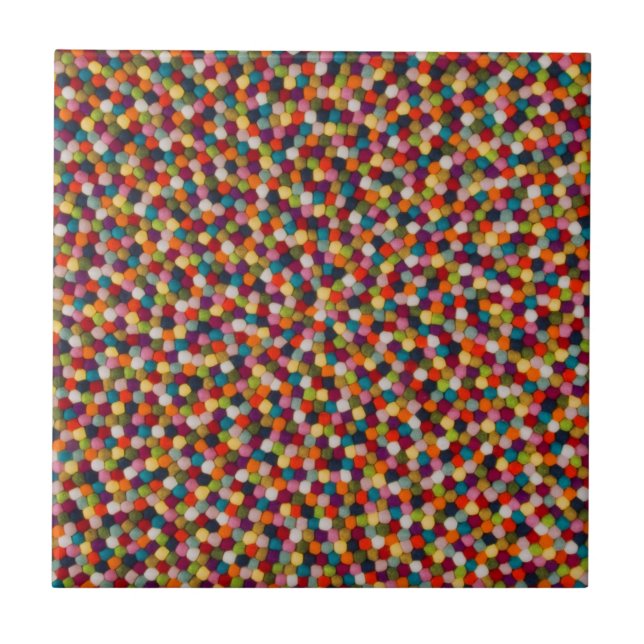 Carreau Tapis Mosaïque de Boules de Feutre Arc-en-Ciel (Devant)