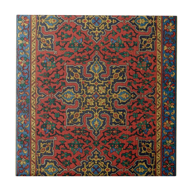 Carreau Tapis Perse Tapis Rouge Bleu classique (Devant)