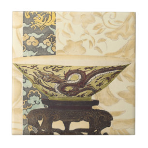 Carreau Tapisserie asiatique avec bol et design dragon