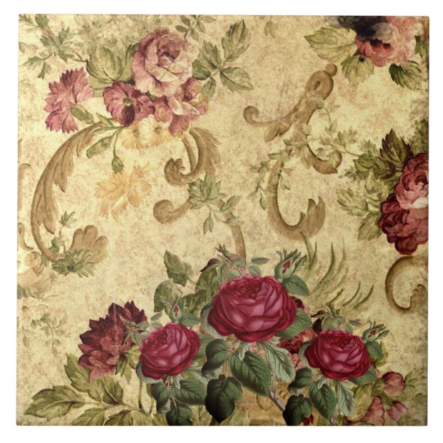 Carreau Tapisserie vintage Rose Maroon (Devant)