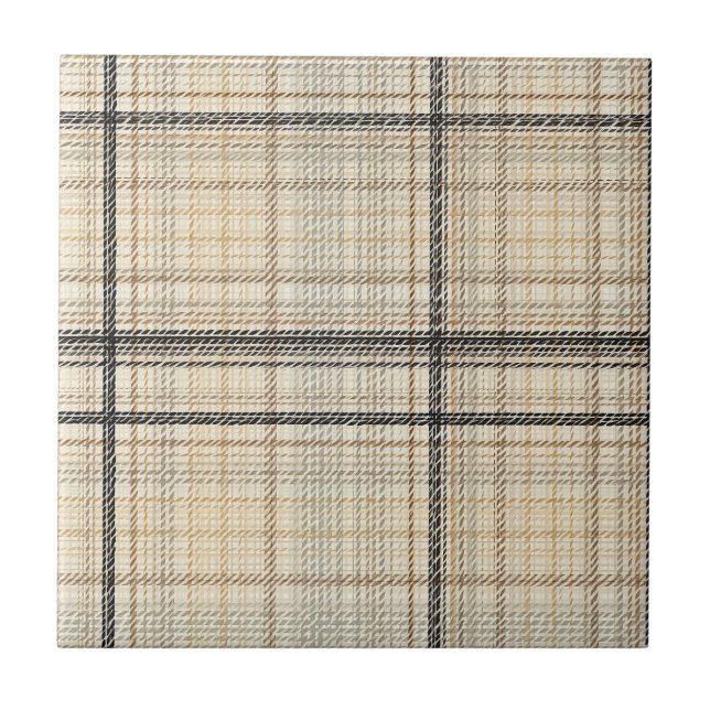 Carreau Tartan de ligne pointillée neutre (Devant)