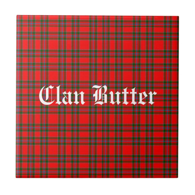 Carreau Tartan du beurre de clan et texte personnalisé (Devant)