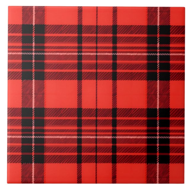 Carreau Tartan Plaid Rouge traditionnel Collection moderne (Devant)