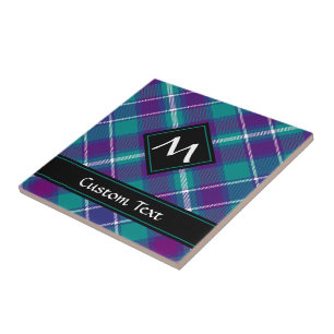 Carreau Tartan vert de mer, violet et bleu