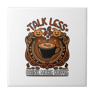 Carreau Tasse Moins Boire Plus Café Citrouilles Halloween