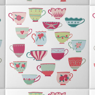 Carreau Tasses à thé Moderne Rétro
