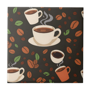Carreau Tasses de café Grains Matin Motif