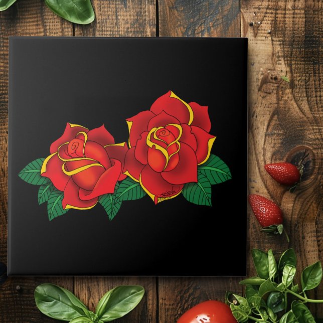 Carreau Tatouage aux roses rouges (Créateur téléchargé)