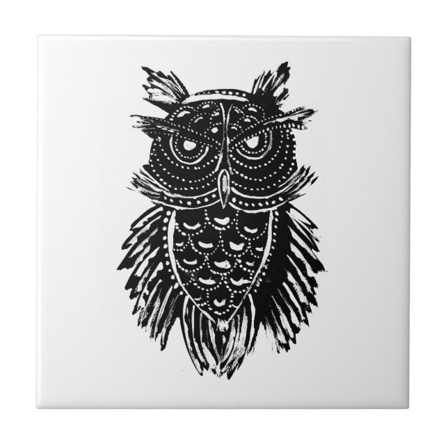 Carreau Tatouage de hibou Abstrait (Devant)