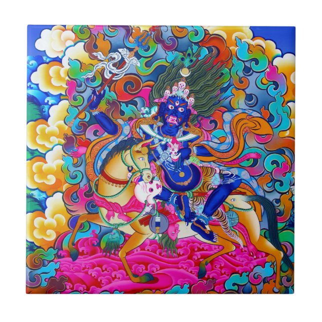 Carreau Tatouage de thangka oriental Cool Palden Lhamo (Devant)