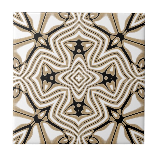Carreau Taupe beige Brown Black White Ethnic Tribe Art (Devant)