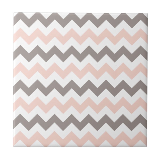 Carreau Taupe rose vif moderne Chevron (Devant)