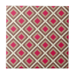 Carreau Taupe, Taupe Légère, Diamants Ikat Rose Chaud STay