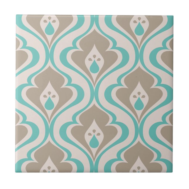 Carreau Taupe Turquoise Abstraite do-it-yourself décorativ (Devant)