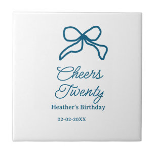 Carreau Tcheers vingt ans ruban bleu nom date boho ret