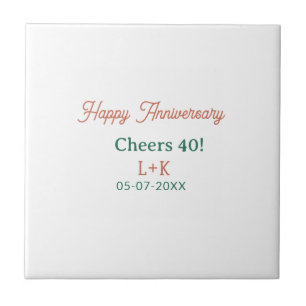 Carreau Tchin 40 joyeux anniversaire orange vert nom date